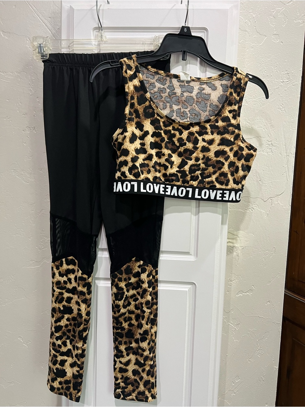 SHEIN Leopard Print Tank and Legging Matching Set - Black and Brown
